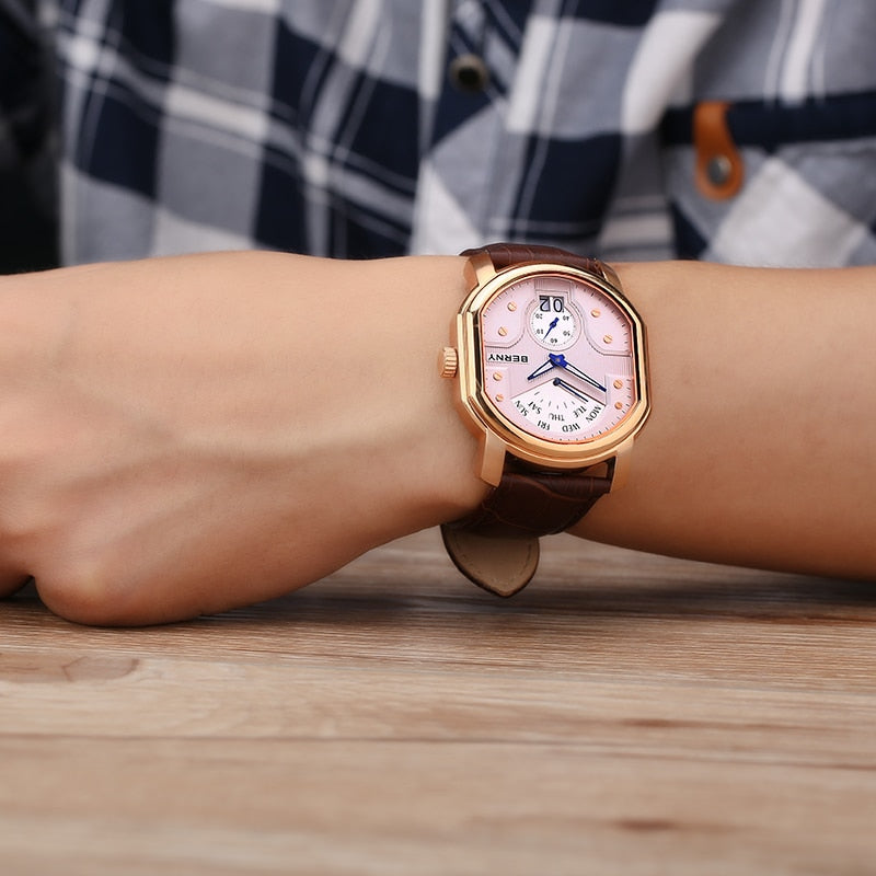 Reloj de pulsera con fecha y día de estilo lujoso resistente al agua con zafiro y cuarzo para hombre