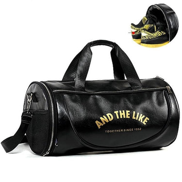 Synthetic Leather Outdoor Sports Gym Bag for Men Women with Shoes Storage  -  GeraldBlack.com