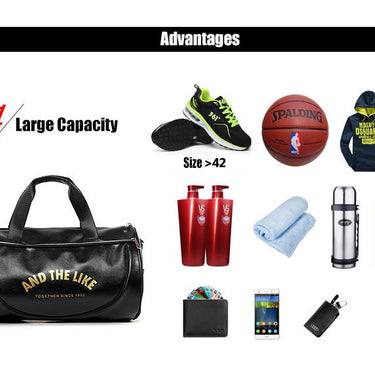 Synthetic Leather Outdoor Sports Gym Bag for Men Women with Shoes Storage - SolaceConnect.com