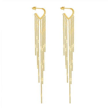 Temperament Gold Tone Stainless Steel Tassel Drop Earrings for Women  -  GeraldBlack.com