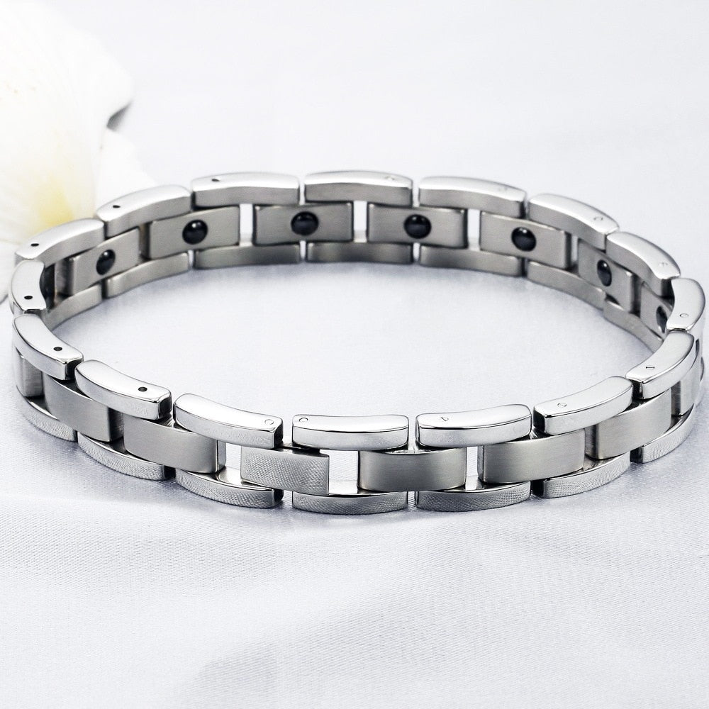 Therapy Bracelet Homme Vintage Bracelets Man Stainless Steel Healthy Therapeutic Magnetic Bracelet Armband  -  GeraldBlack.com