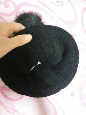 Thick Warm Double Knitted Hat Women Winter Fashion bonnet beanie caps solid warm Fur Pompom Cap  -  GeraldBlack.com