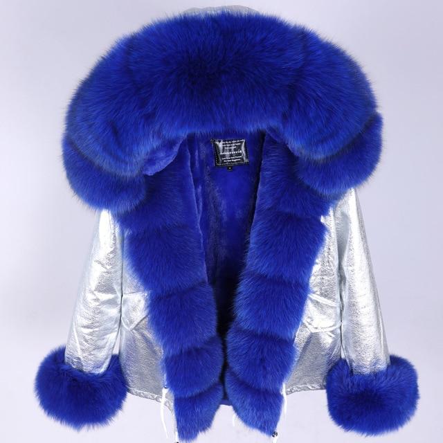 Thick Warm Natural Raccoon Fox Fur Hood Jacket Full Sleeve Women's Coat  -  GeraldBlack.com