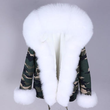 Thick Warm Natural Raccoon Fox Fur Women's Coat Short Zipper Hood Jacket  -  GeraldBlack.com