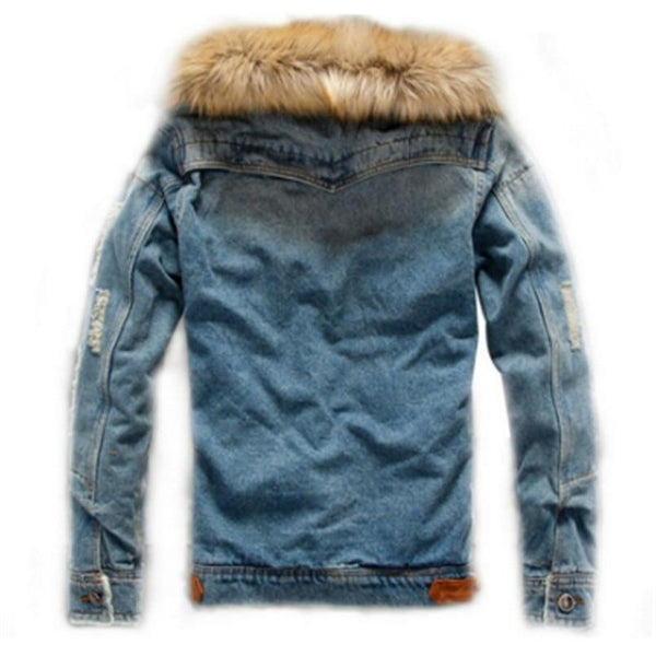 Thick Warm Winter Jacket Denim Outerwear Solid Coat for Men in S-4XL - SolaceConnect.com