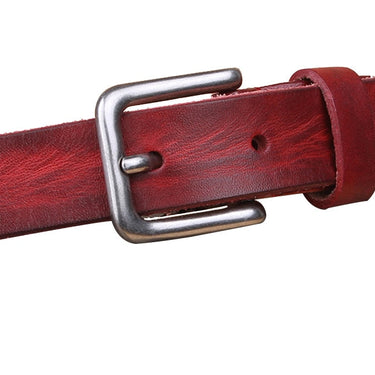 Thin Belts for Unisex Genuine Leather Belt Female Male Metal Pin Buckle Belt  -  GeraldBlack.com