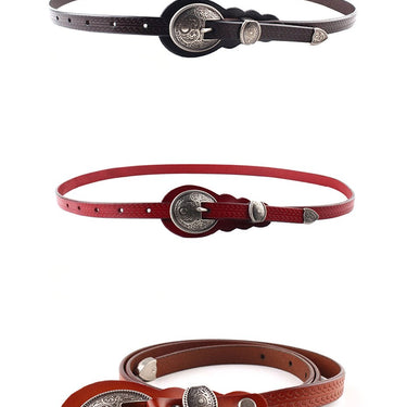Thin Belts for Women belt Vintage Original Leather Designer Belt Metal Buckle Female Belt  -  GeraldBlack.com