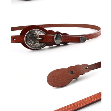 Thin Belts for Women belt Vintage Original Leather Designer Belt Metal Buckle Female Belt  -  GeraldBlack.com