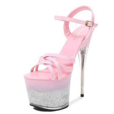 Thin High Heel Pumps Waterproof Bling Patent Leather Sandals for Women  -  GeraldBlack.com