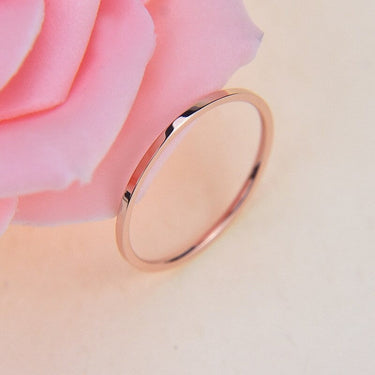 Thin Stainless Steel Couple Ring in Silver Rose Gold Color with Round Shape - SolaceConnect.com