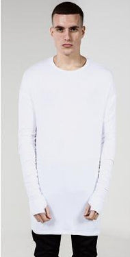 Thumb Hole Cuffs Long Sleeve Swag Style Men's Side Split T-Shirt Tops - SolaceConnect.com