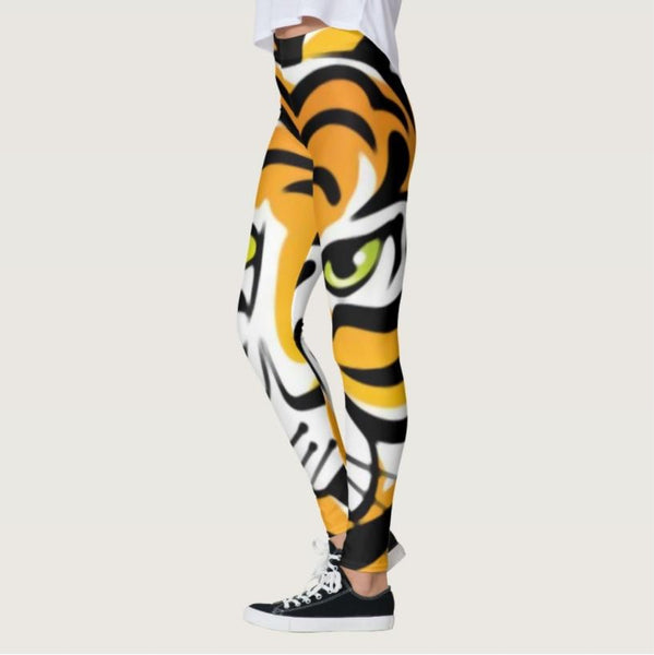 Tiger Pattern Digital Printed Elastic Force Polyester Sportswear Leggings - SolaceConnect.com