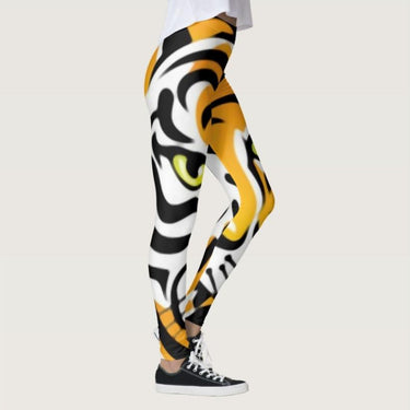 Tiger Pattern Digital Printed Elastic Force Polyester Sportswear Leggings - SolaceConnect.com