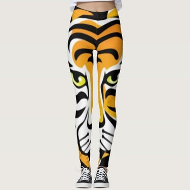 Tiger Pattern Digital Printed Elastic Force Polyester Sportswear Leggings  -  GeraldBlack.com