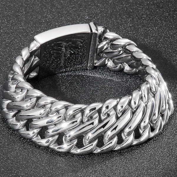 Titanium Man Bracelet Heavy Quality Polished Stainless Steel Bracelets Bangles Birthday Gifts For Him  -  GeraldBlack.com