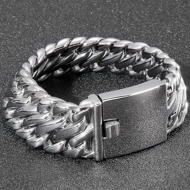 Titanium Man Bracelet Heavy Quality Polished Stainless Steel Bracelets Bangles Birthday Gifts For Him  -  GeraldBlack.com
