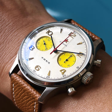Titanium Pilot Chronograph Seagull ST19 Mechanical Wristwatches 1963 Men 40mm Military Chrono Watch  -  GeraldBlack.com