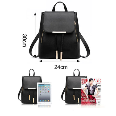 Top-handle Synthetic Leather Mochila Escolar Backpack for Teenagers Girls - SolaceConnect.com