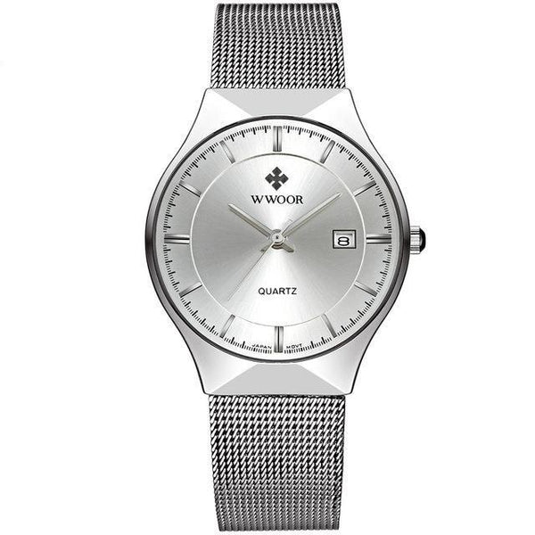 Top Luxury Men's Ultra Thin Stainless Steel Mesh Band Quartz Watches - SolaceConnect.com