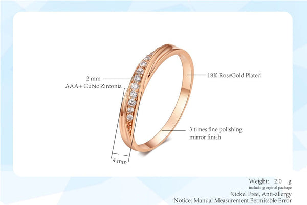 Top Quality Full Sizes Rose Gold Color Cubic Zirconia Lovers Wedding Ring  -  GeraldBlack.com