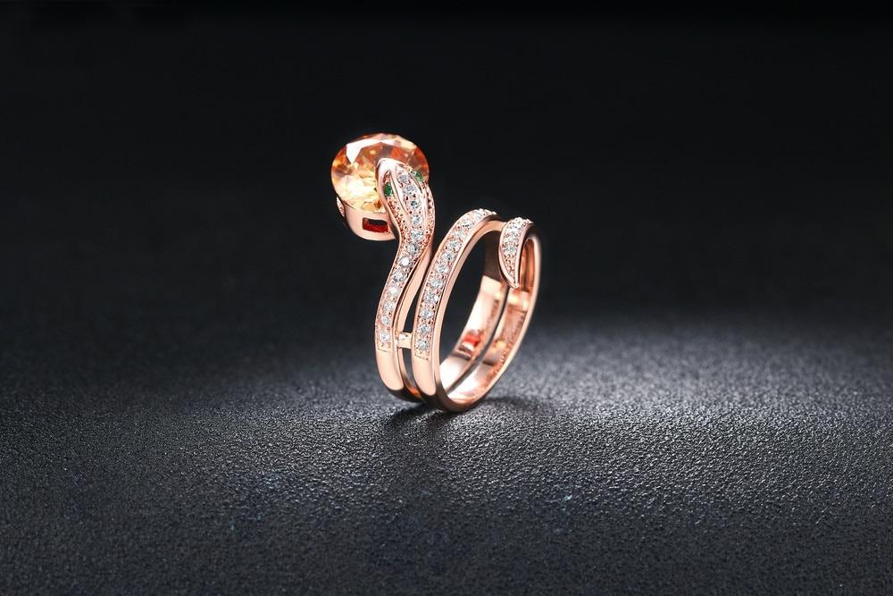Top Quality Snake Show Bead Rose Gold Color Austrian Crystals Ring - SolaceConnect.com