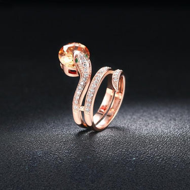 Top Quality Snake Show Bead Rose Gold Color Austrian Crystals Ring - SolaceConnect.com