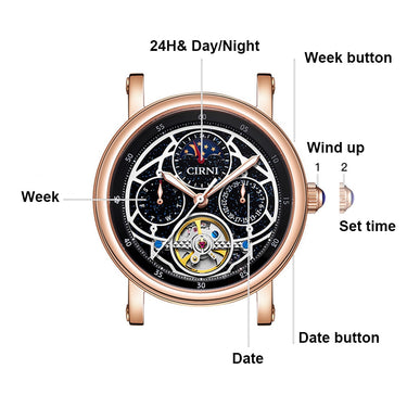 Tourbillon Skeleton Men Luxury Automatic Mechanical Wristwatches 42mm Star Dial Sapphire Crystal  -  GeraldBlack.com