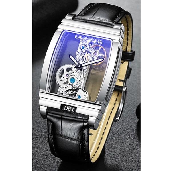 Transparent Hollow Tourbillon Automatic Mechanical Watch Men Fashion Stainless Steel Waterproof Wristwatch  -  GeraldBlack.com