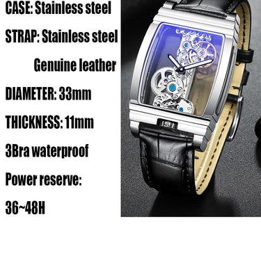 Transparent Hollow Tourbillon Automatic Mechanical Watch Men Fashion Stainless Steel Waterproof Wristwatch  -  GeraldBlack.com