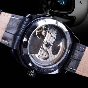 Transparent Military Men's Steampunk Leather Top Double Side Watches - SolaceConnect.com