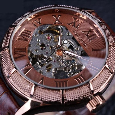 Transparent Roman Number Luxury Brand Men's Skeleton Mechanical Watches - SolaceConnect.com