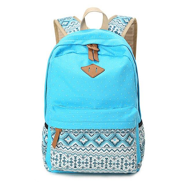 Trendy Canvas Printed Vintage Women's Laptop Rucksack Backpack - SolaceConnect.com