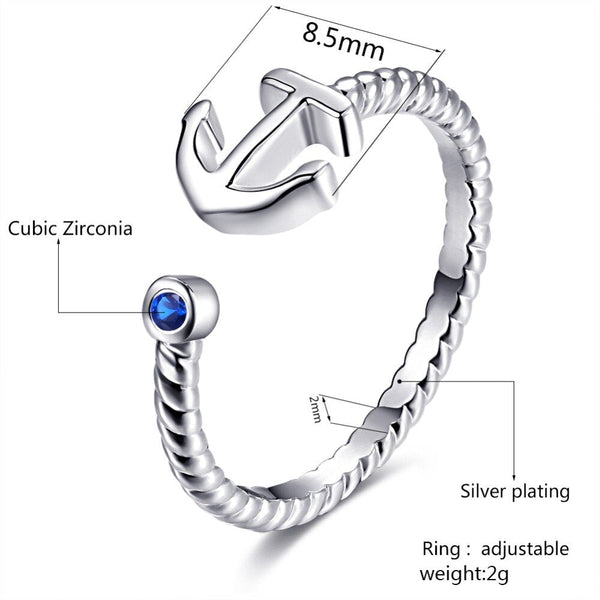 Trendy Fashion Women's Adjustable Anchor Rings Jewelry for Party Wedding - SolaceConnect.com
