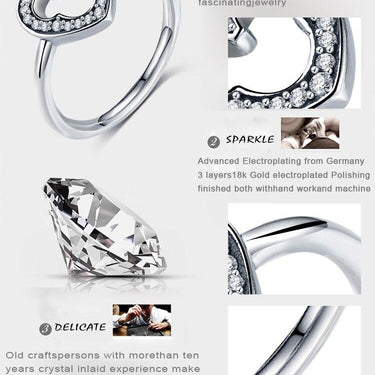 Trendy Fashion Women's Engagement Love Gift Dazzling Heart Mickey Ring - SolaceConnect.com