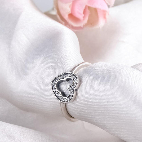 Trendy Fashion Women's Engagement Love Gift Dazzling Heart Mickey Ring - SolaceConnect.com