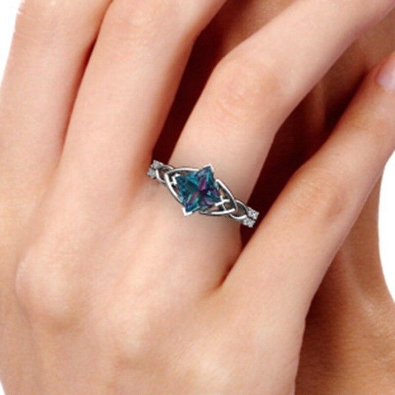 Trendy Fashion Women's Silver Crystal Zircon Round Engagement Ring  -  GeraldBlack.com
