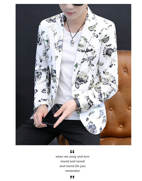 Trendy Full Sleeve Personalized Casual Floral Printed Blazer for Men  -  GeraldBlack.com
