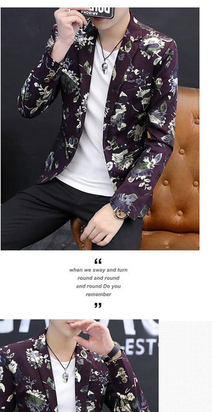 Trendy Full Sleeve Personalized Casual Floral Printed Blazer for Men  -  GeraldBlack.com