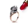 Trendy Leaf Rose Fashion Gold Ring Women's Jewelry with Gray Pearl - SolaceConnect.com