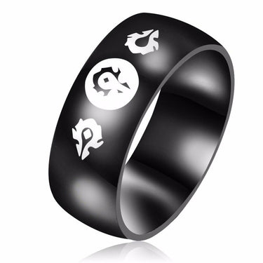 Trendy Unisex Shiny Blue Dome Warcraft Design Stainless Steel Wedding Ring - SolaceConnect.com