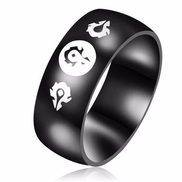 Trendy Men's Shiny Blue Dome Warcraft Design Stainless Steel Wedding Ring  -  GeraldBlack.com