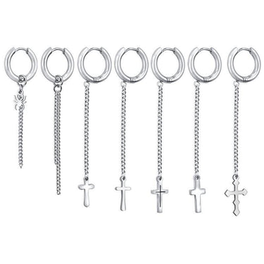 Trendy Stainless Steel Cross-Shaped BTS Fashion Hoop Earrings  -  GeraldBlack.com