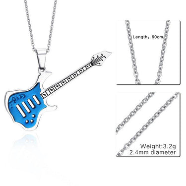 Trendy Stainless Steel Rock Guitar Pendant Punk Music Link Chain Necklace - SolaceConnect.com