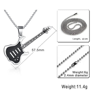 Trendy Stainless Steel Rock Guitar Pendant Punk Music Link Chain Necklace  -  GeraldBlack.com