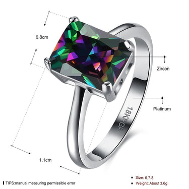 Trendy Style Women's Silver Plated Geometric Cubic Zirconia Wedding Ring - SolaceConnect.com