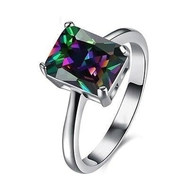 Trendy Style Women's Silver Plated Geometric Cubic Zirconia Wedding Ring - SolaceConnect.com