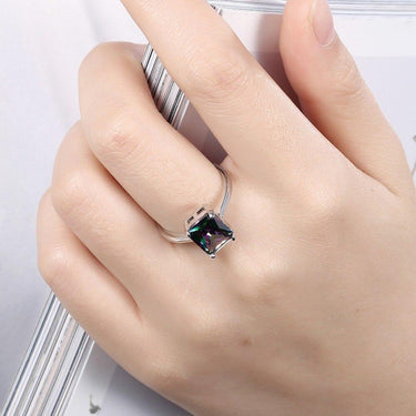 Trendy Style Women's Silver Plated Geometric Cubic Zirconia Wedding Ring  -  GeraldBlack.com