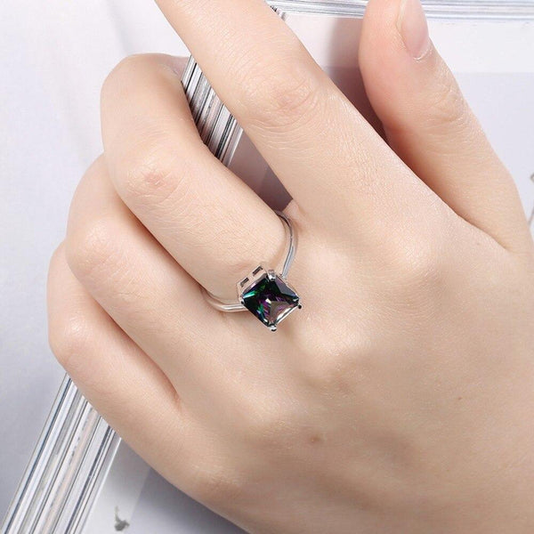 Trendy Style Women's Silver Plated Geometric Cubic Zirconia Wedding Ring  -  GeraldBlack.com