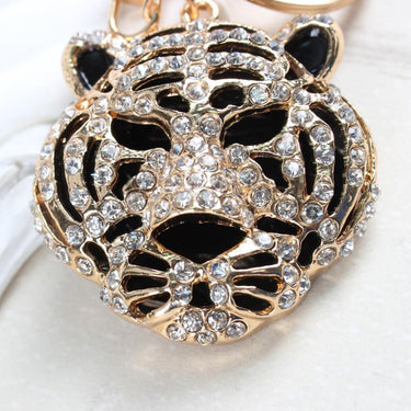 Trendy Tiger Head Crystal Charm Purse Pendant & Jewelry Key Chain - SolaceConnect.com