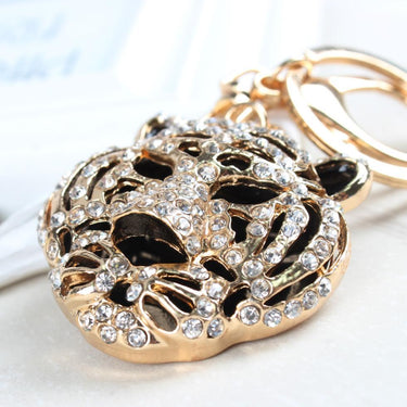Trendy Tiger Head Crystal Charm Purse Pendant & Jewelry Key Chain - SolaceConnect.com